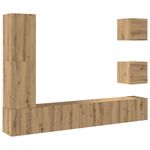 Casa si Gradina - Mobilier - Seturi de mobilier - Seturi living - Set dulap TV 5 piese montat pe perete Stejar artizanal - Infinity.ro