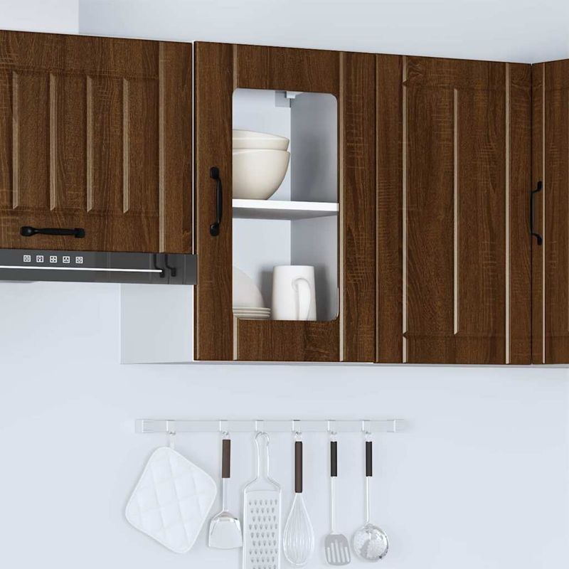 Casa si Gradina - Mobilier - Comode si corpuri - Corpuri bucatarie - Dulap de bucatarie cu usa din sticla din stejar maro „Lucca” - Infinity.ro