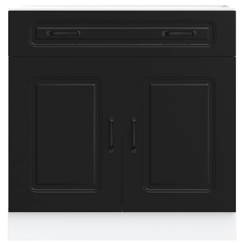 Casa si Gradina - Mobilier - Comode si corpuri - Corpuri bucatarie - Dulap de baza de bucatarie „Kalmar” din lemn prelucrat negru, model 1x dulap inferior (2 uși 1 sertar), mărime 80x46x81.5 cm - Infinity.ro