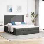 Casa si Gradina - Mobilier - Paturi si accesorii - Paturi - Cadru de pat otoman cu saltele Gri inchis 180x200cm tesatura - Infinity.ro