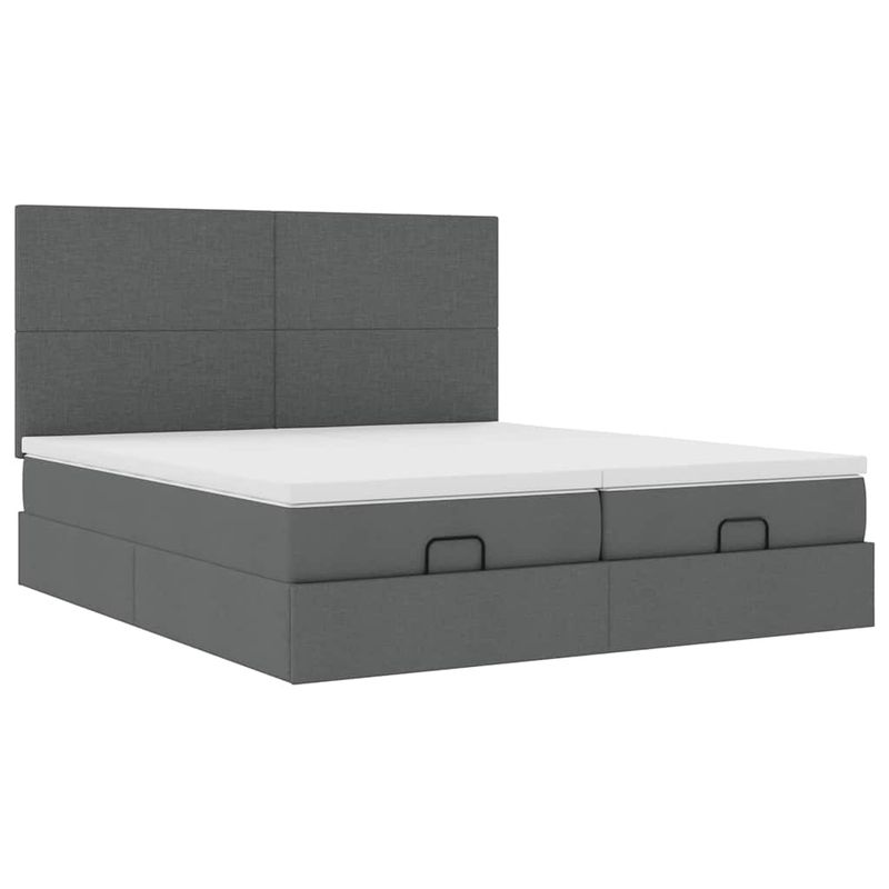 Casa si Gradina - Mobilier - Paturi si accesorii - Paturi - Cadru de pat otoman cu saltele Gri inchis 180x200cm tesatura - Infinity.ro