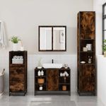 Casa si Gradina - Mobilier - Seturi de mobilier - Seturi baie - Set mobilier de baie, 3 piese, stejar fumuriu, lemn prelucrat - Infinity.ro