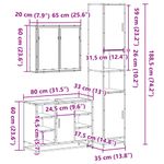 Casa si Gradina - Mobilier - Seturi de mobilier - Seturi baie - Set mobilier de baie, 3 piese, stejar fumuriu, lemn prelucrat - Infinity.ro