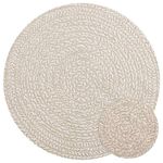 Casa si Gradina - Textile si covoare - Covoare - Covoare casa - Covor „ZIZUR” crem aspect iută pentru interior și exterior, model rotund, mărime diametru 90 cm - Infinity.ro