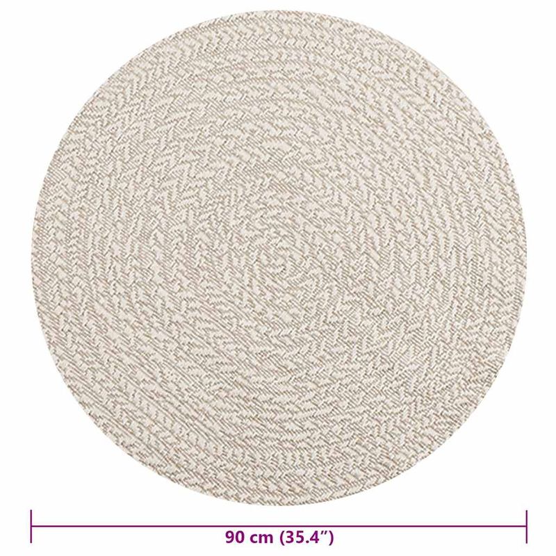 Casa si Gradina - Textile si covoare - Covoare - Covoare casa - Covor „ZIZUR” crem aspect iută pentru interior și exterior, model rotund, mărime diametru 90 cm - Infinity.ro