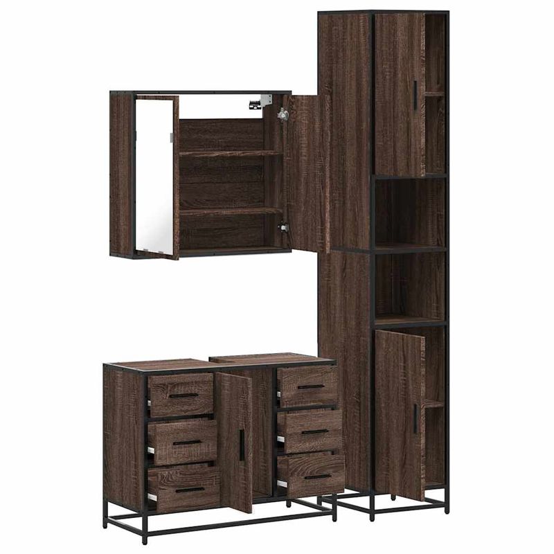 Casa si Gradina - Mobilier - Seturi de mobilier - Seturi baie - Set mobilier de baie, 3 piese, stejar maro, lemn prelucrat - Infinity.ro