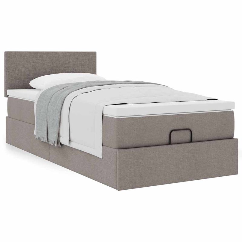 Casa si Gradina - Mobilier - Paturi si accesorii - Paturi - Cadru de pat otoman cu saltea Taupe 90x200cm Material - Infinity.ro