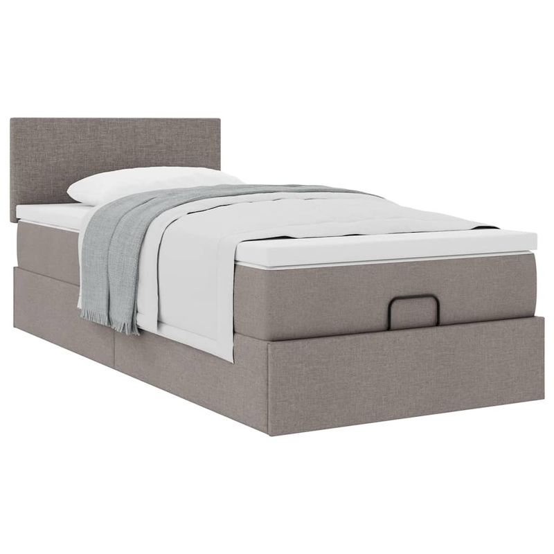 Casa si Gradina - Mobilier - Paturi si accesorii - Paturi - Cadru de pat otoman cu saltea Taupe 90x200cm Material - Infinity.ro