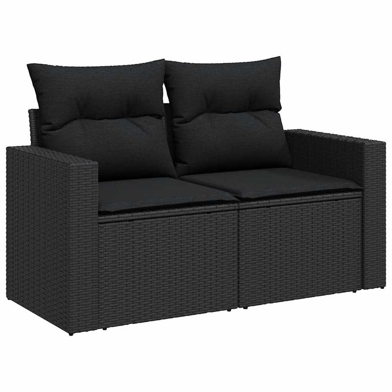 Casa si Gradina - Gradina si terasa - Mobilier exterior - Seturi mobila gradina - Set mobilier de gradina cu perne, 4 piese, negru, poliratan - Infinity.ro