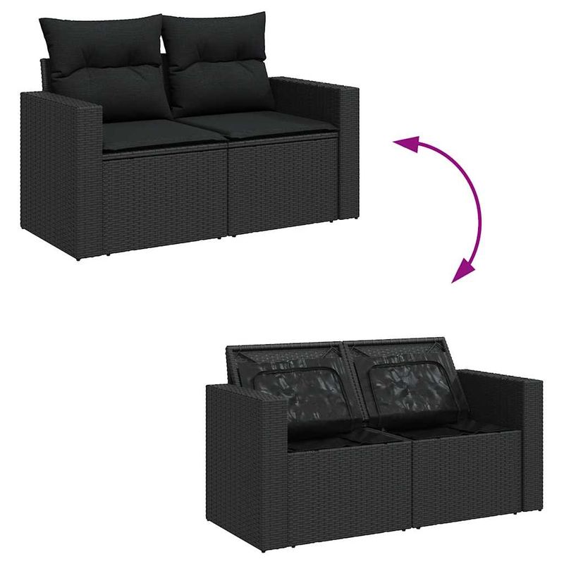 Casa si Gradina - Gradina si terasa - Mobilier exterior - Seturi mobila gradina - Set mobilier de gradina cu perne, 4 piese, negru, poliratan - Infinity.ro