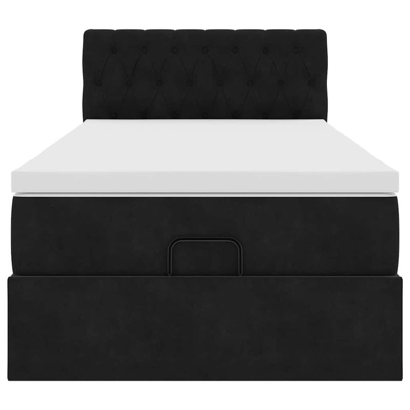 Casa si Gradina - Mobilier - Paturi si accesorii - Paturi - Cadru de pat otoman cu saltea, catifea neagra 100x200cm - Infinity.ro