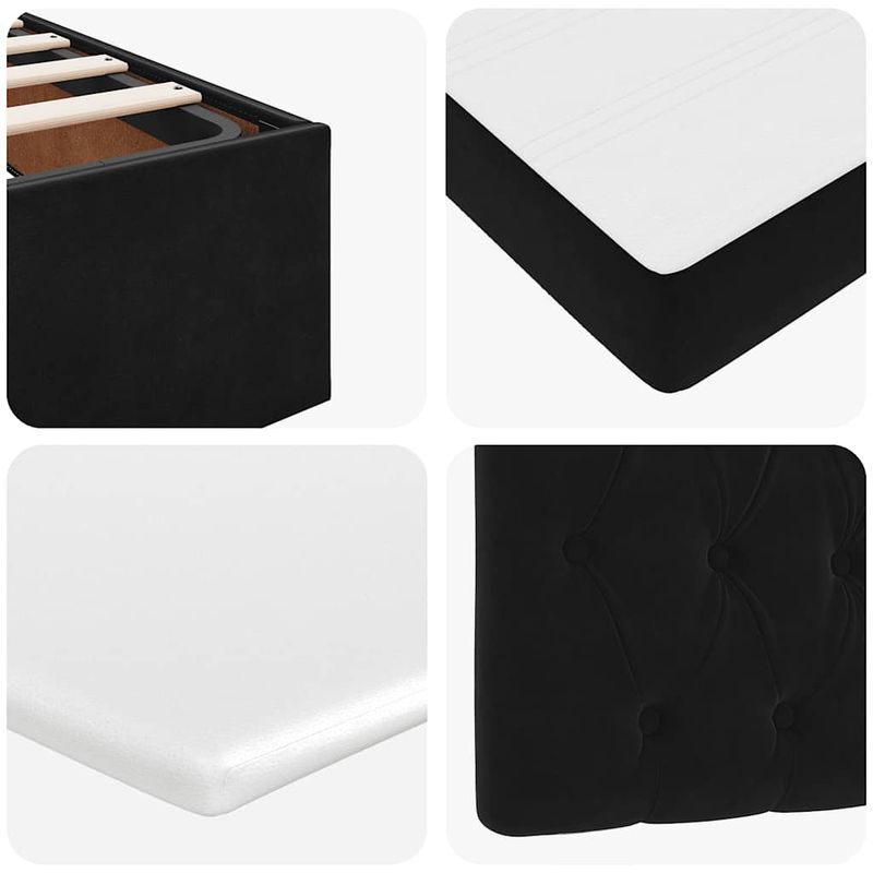 Casa si Gradina - Mobilier - Paturi si accesorii - Paturi - Cadru de pat otoman cu saltea, catifea neagra 100x200cm - Infinity.ro
