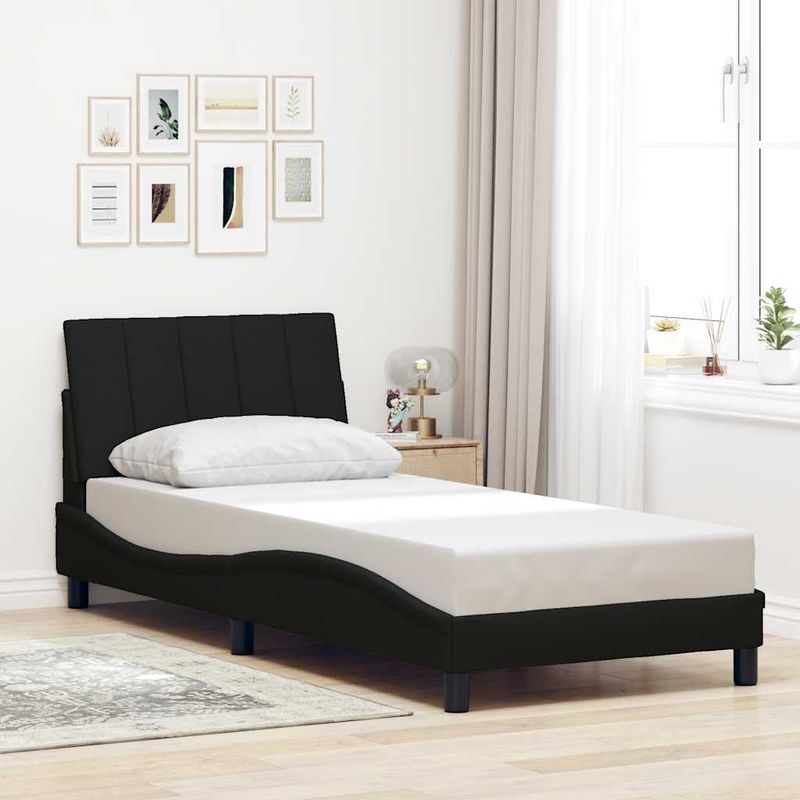 Casa si Gradina - Mobilier - Paturi si accesorii - Paturi - Cadru pat fara saltea tesatura neagra 90x200 cm - Infinity.ro