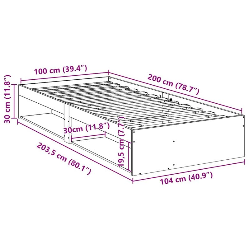 Casa si Gradina - Mobilier - Paturi si accesorii - Paturi - Pat de zi fara saltea 100x200 cm din lemn masiv de pin - Infinity.ro