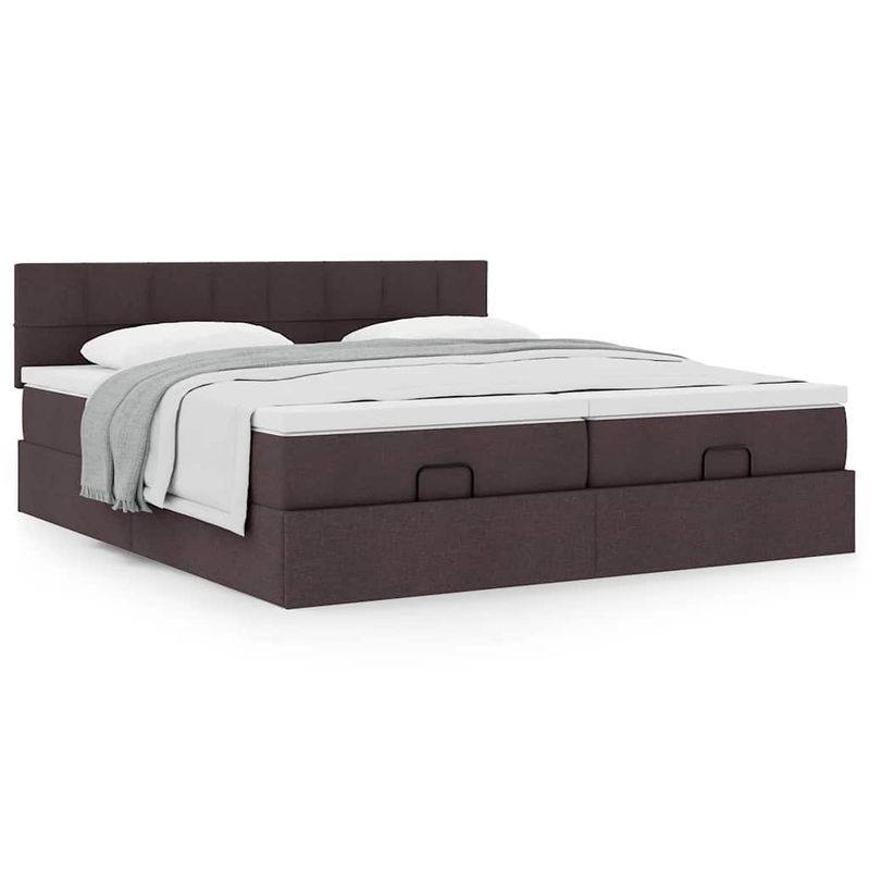 Casa si Gradina - Mobilier - Paturi si accesorii - Paturi - Cadru de pat otoman cu saltele tesatura maro inchis 180x200cm - Infinity.ro