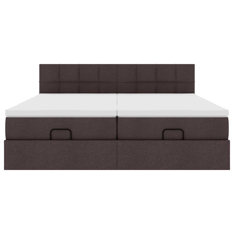 Casa si Gradina - Mobilier - Paturi si accesorii - Paturi - Cadru de pat otoman cu saltele tesatura maro inchis 180x200cm - Infinity.ro