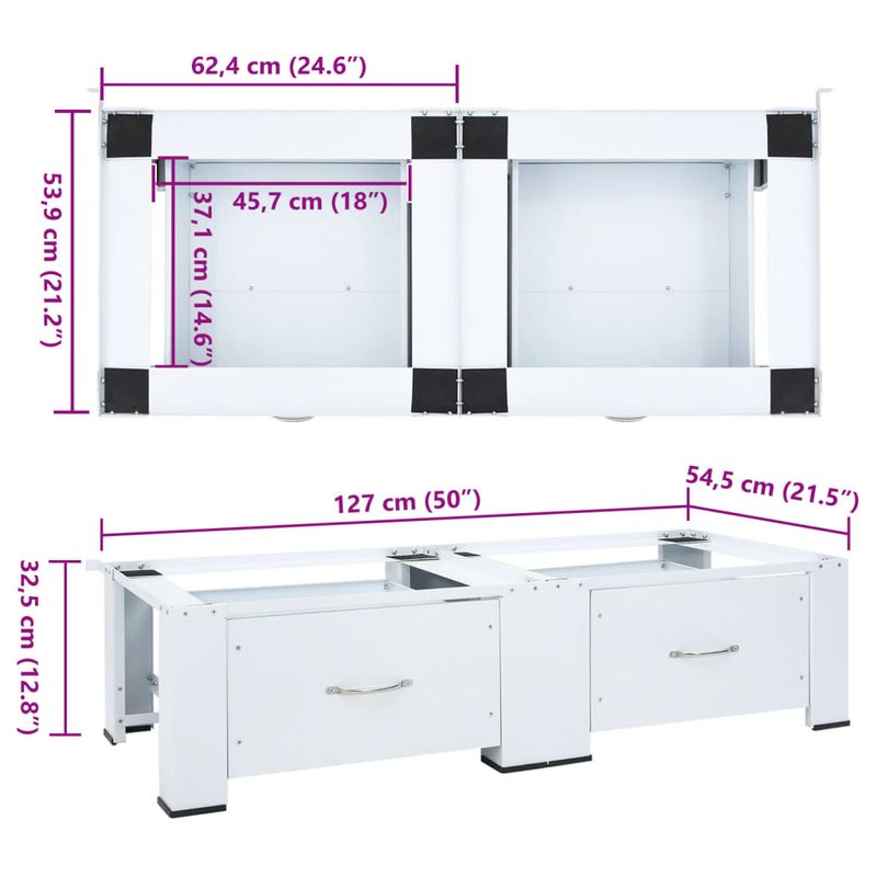 Electronice si Electrocasnice - Masini de spalat vase - Accesorii masini de spalat vase - Suport dublu pentru masina de spalat cu sertare, alb - Infinity.ro