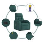 Ingrijire personala si Cosmetice - Sanatate si wellness - Articole wellness - Fotolii de masaj - Fotoliu rabatabil de masaj, cu ridicare, verde inchis, textil - Infinity.ro