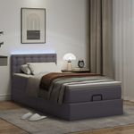 Casa si Gradina - Mobilier - Paturi si accesorii - Paturi - Cadru de pat otoman cu saltea gri 90x200cm piele artificiala - Infinity.ro