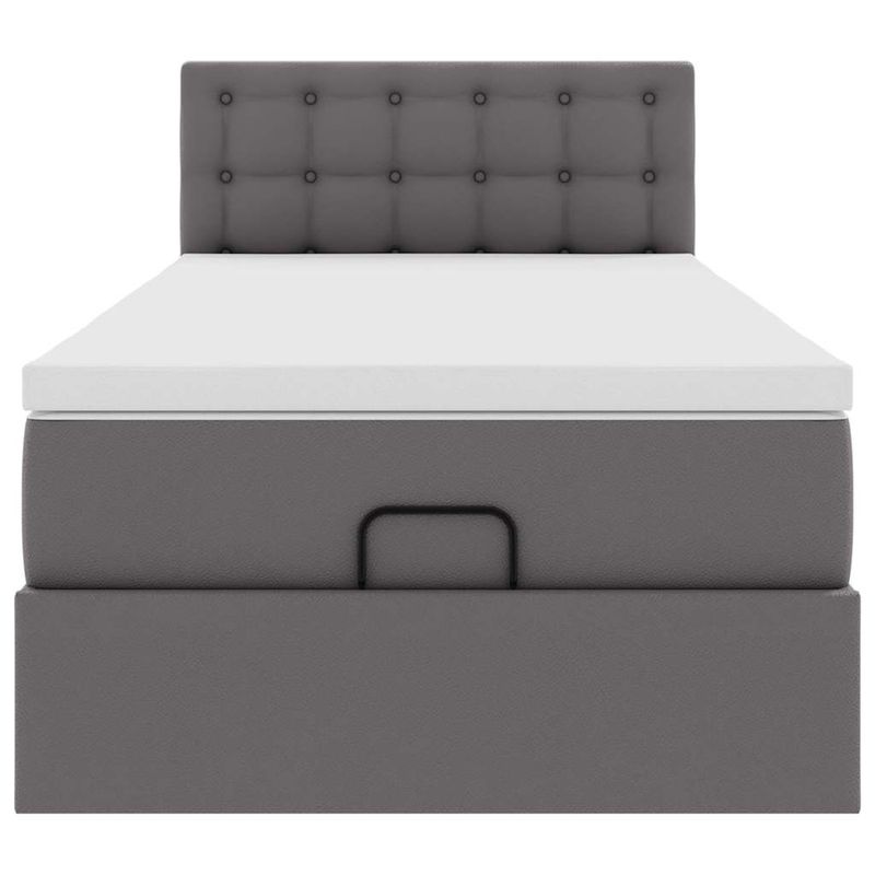 Casa si Gradina - Mobilier - Paturi si accesorii - Paturi - Cadru de pat otoman cu saltea gri 90x200cm piele artificiala - Infinity.ro