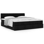 Casa si Gradina - Mobilier - Paturi si accesorii - Paturi - Cadru de pat otoman cu saltele, tesatura neagra 200x200cm - Infinity.ro