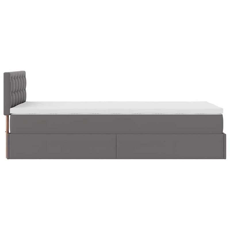 Casa si Gradina - Mobilier - Paturi si accesorii - Paturi - Cadru de pat otoman cu saltea gri 90x200cm piele artificiala - Infinity.ro