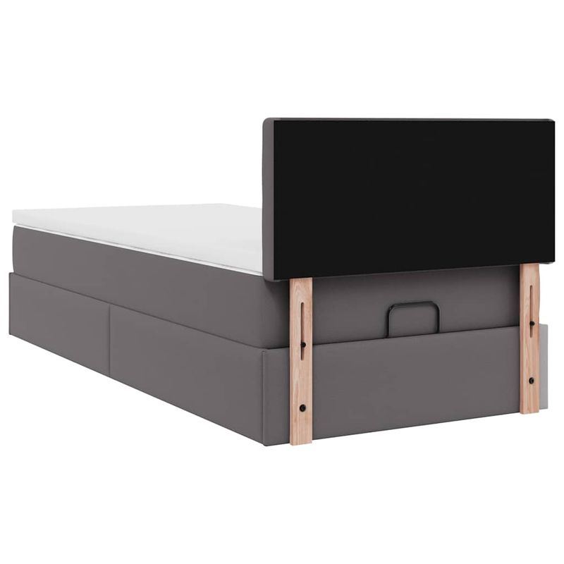 Casa si Gradina - Mobilier - Paturi si accesorii - Paturi - Cadru de pat otoman cu saltea gri 90x200cm piele artificiala - Infinity.ro