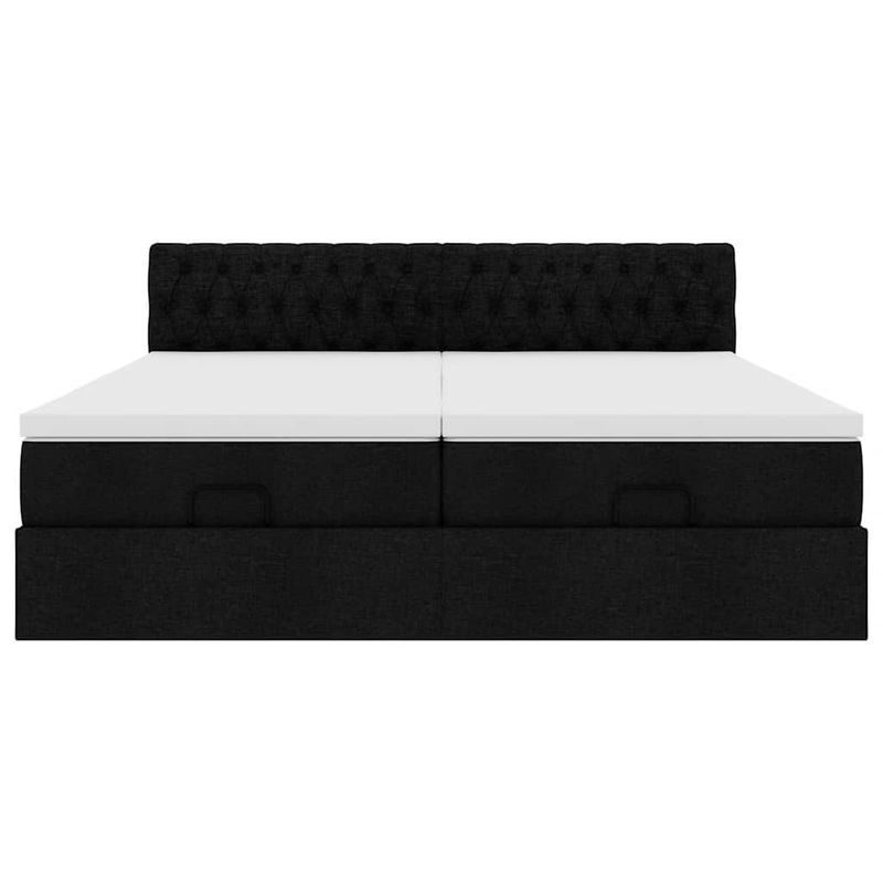 Casa si Gradina - Mobilier - Paturi si accesorii - Paturi - Cadru de pat otoman cu saltele, tesatura neagra 200x200cm - Infinity.ro