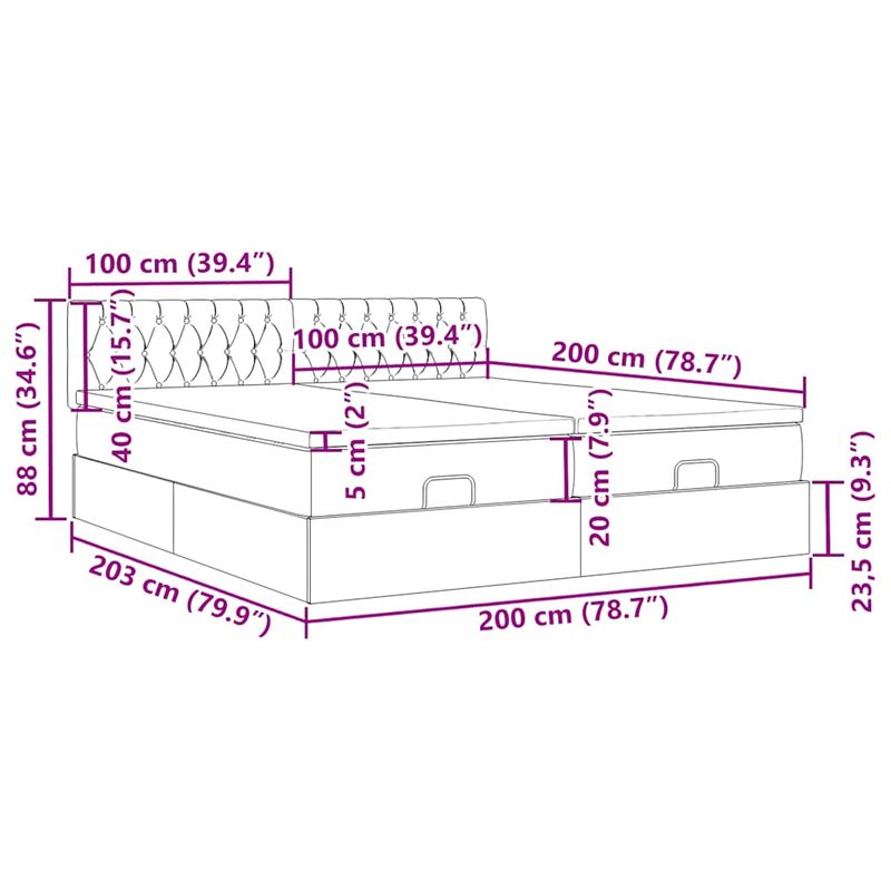 Casa si Gradina - Mobilier - Paturi si accesorii - Paturi - Cadru de pat otoman cu saltele, tesatura neagra 200x200cm - Infinity.ro