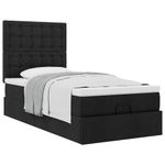 Casa si Gradina - Mobilier - Paturi si accesorii - Paturi - Cadru pat otoman cu saltea tesatura neagra 90x200cm - Infinity.ro