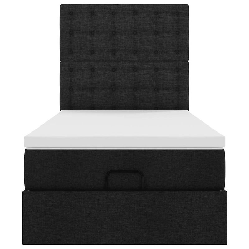 Casa si Gradina - Mobilier - Paturi si accesorii - Paturi - Cadru pat otoman cu saltea tesatura neagra 90x200cm - Infinity.ro