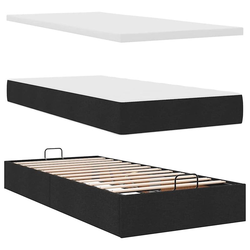 Casa si Gradina - Mobilier - Paturi si accesorii - Paturi - Cadru pat otoman cu saltea tesatura neagra 90x200cm - Infinity.ro
