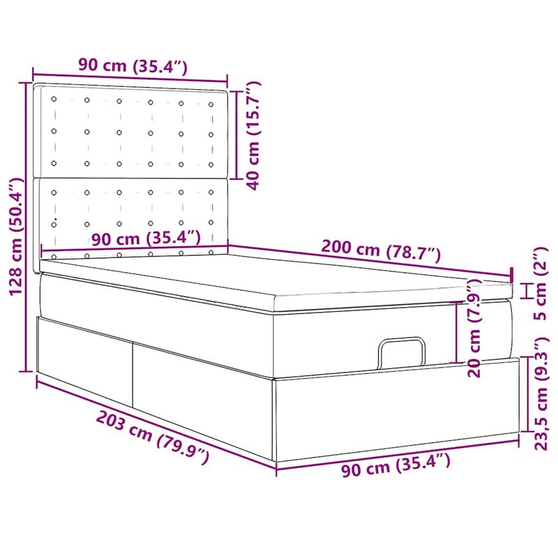 Casa si Gradina - Mobilier - Paturi si accesorii - Paturi - Cadru pat otoman cu saltea tesatura neagra 90x200cm - Infinity.ro