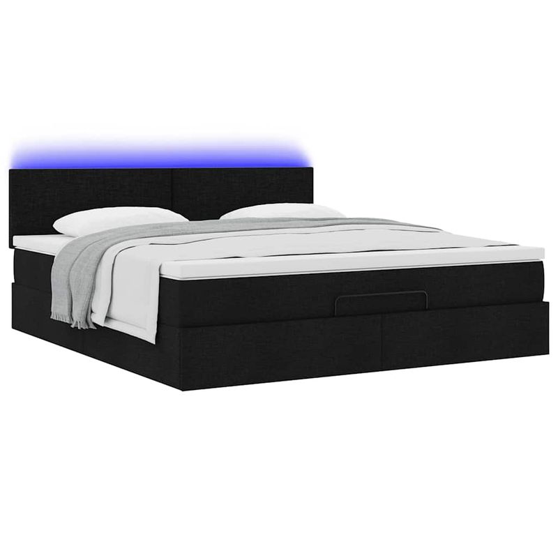 Casa si Gradina - Mobilier - Paturi si accesorii - Paturi - Cadru de pat otoman cu saltea tesatura neagra 160x200cm - Infinity.ro