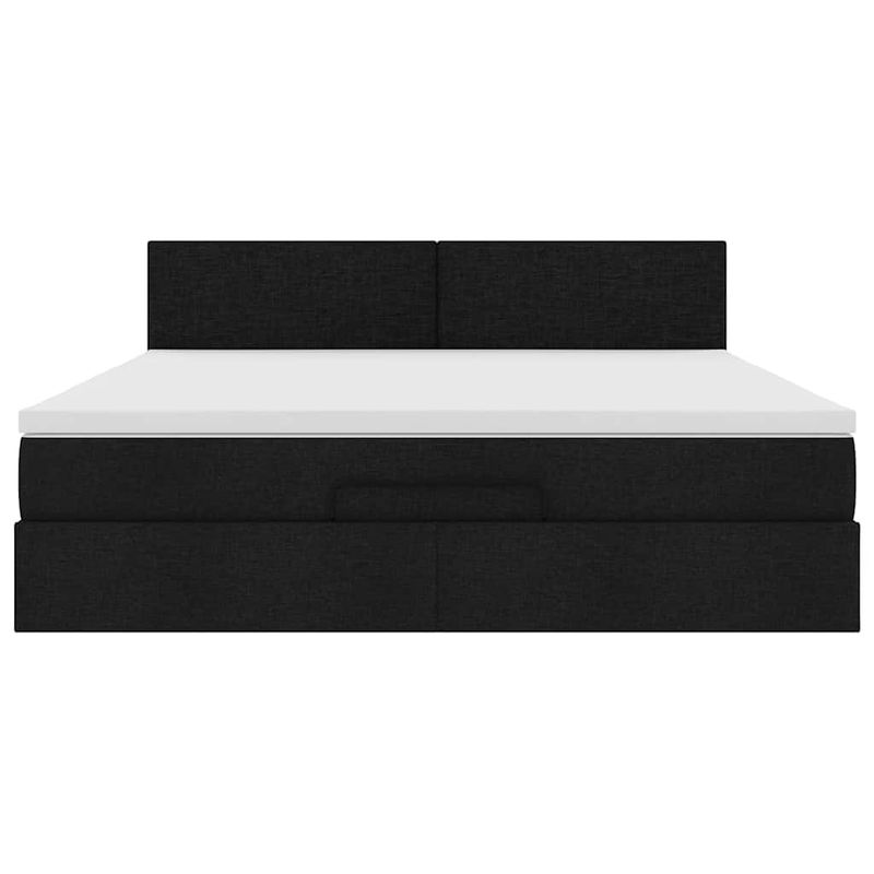 Casa si Gradina - Mobilier - Paturi si accesorii - Paturi - Cadru de pat otoman cu saltea tesatura neagra 160x200cm - Infinity.ro