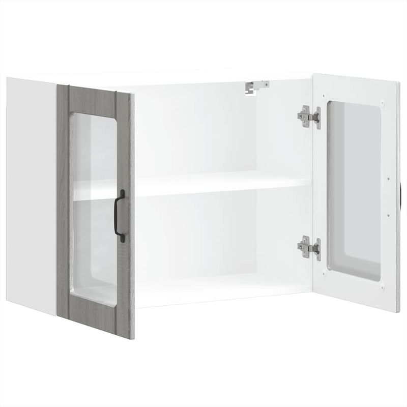 Casa si Gradina - Mobilier - Comode si corpuri - Corpuri bucatarie - Dulap bucatarie cu usa sticla Kalmar lemn prelucrat gri Sonoma - Infinity.ro