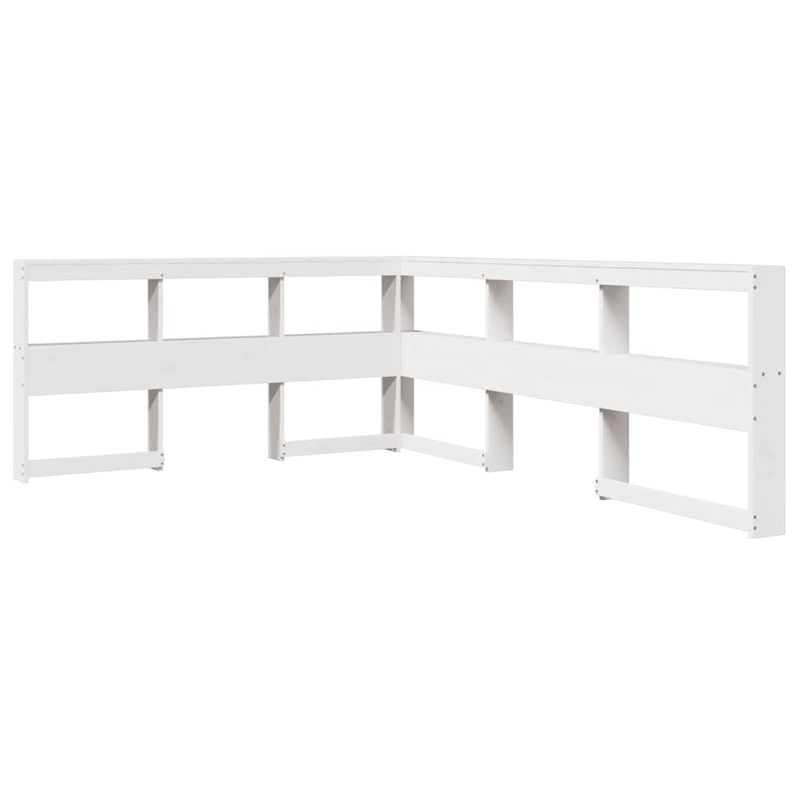 Casa si Gradina - Mobilier - Paturi si accesorii - Paturi - Pat cu biblioteca fara saltea, alb, 150x200 cm, lemn masiv pin - Infinity.ro