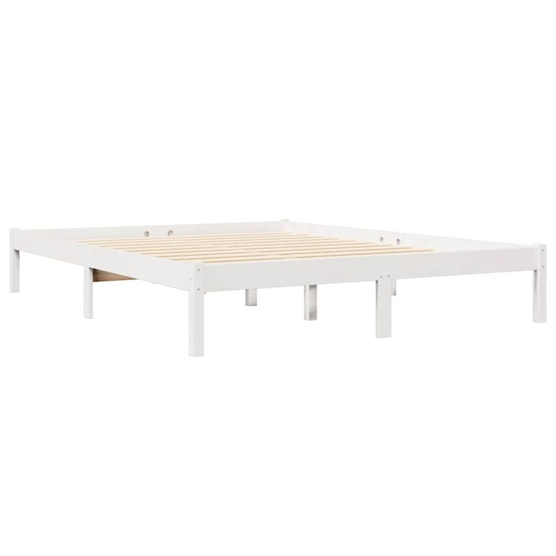 Casa si Gradina - Mobilier - Paturi si accesorii - Paturi - Pat cu biblioteca fara saltea, alb, 150x200 cm, lemn masiv pin - Infinity.ro