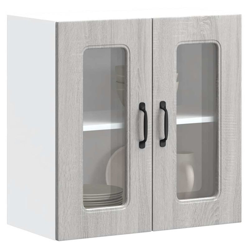 Casa si Gradina - Mobilier - Comode si corpuri - Corpuri bucatarie - Dulap bucatarie cu usa sticla Kalmar lemn prelucrat gri Sonoma - Infinity.ro