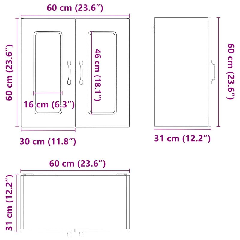 Casa si Gradina - Mobilier - Comode si corpuri - Corpuri bucatarie - Dulap bucatarie cu usa sticla Kalmar lemn prelucrat gri Sonoma - Infinity.ro