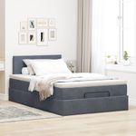 Casa si Gradina - Mobilier - Paturi si accesorii - Paturi - Cadru de pat otoman cu saltea Gri inchis 120x190 cm catifea - Infinity.ro