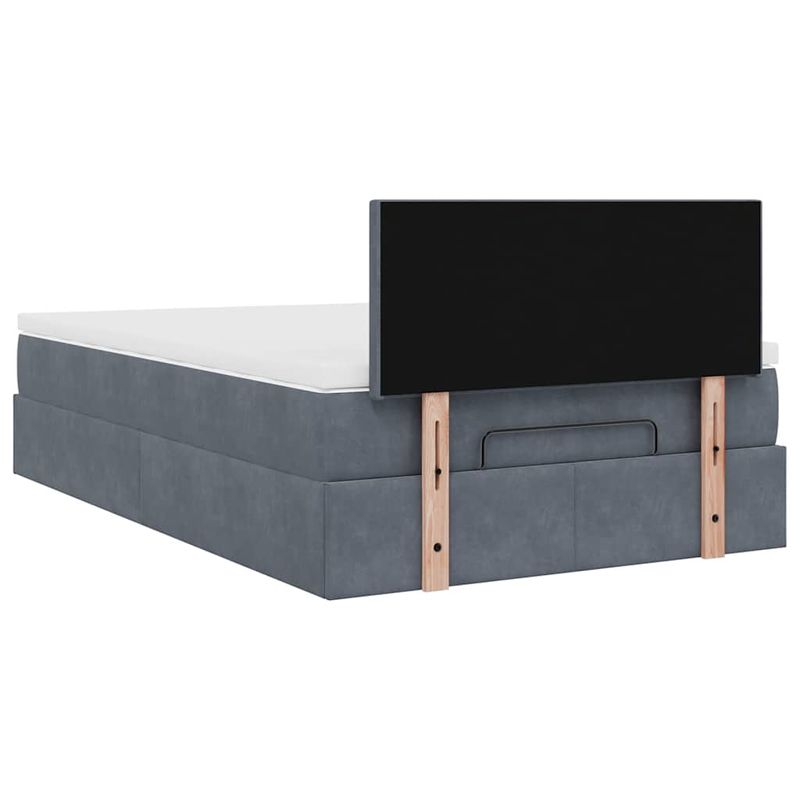 Casa si Gradina - Mobilier - Paturi si accesorii - Paturi - Cadru de pat otoman cu saltea Gri inchis 120x190 cm catifea - Infinity.ro