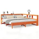Casa si Gradina - Mobilier - Paturi si accesorii - Paturi - Pat cu biblioteca fara saltea maro 200x200 cm lemn masiv de pin - Infinity.ro