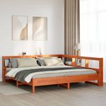 Casa si Gradina - Mobilier - Paturi si accesorii - Paturi - Pat cu biblioteca fara saltea maro 200x200 cm lemn masiv de pin - Infinity.ro