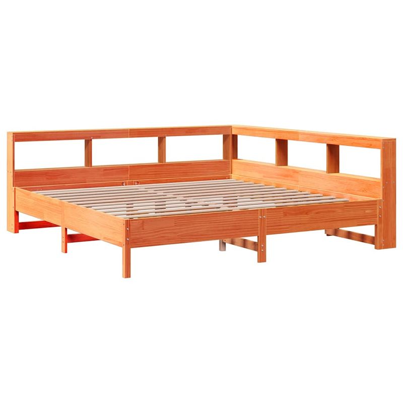 Casa si Gradina - Mobilier - Paturi si accesorii - Paturi - Pat cu biblioteca fara saltea maro 200x200 cm lemn masiv de pin - Infinity.ro