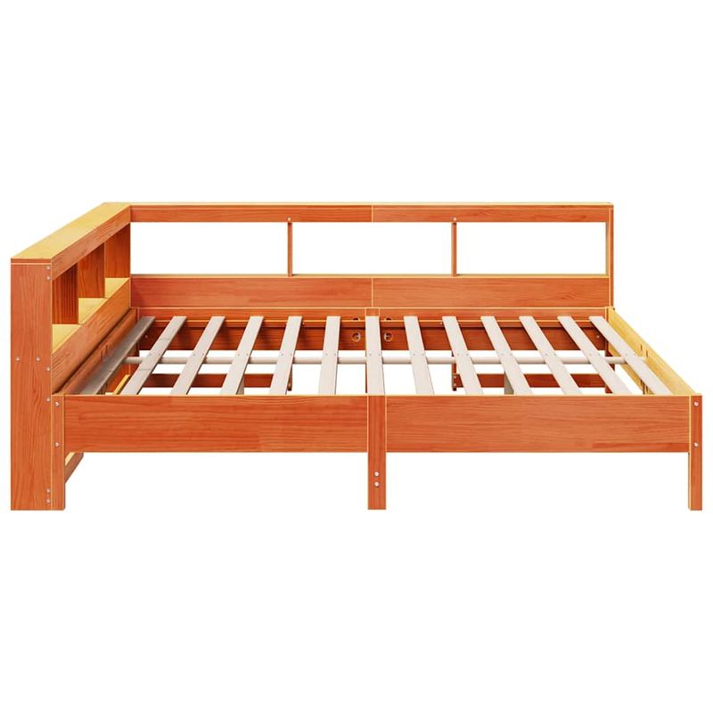 Casa si Gradina - Mobilier - Paturi si accesorii - Paturi - Pat cu biblioteca fara saltea maro 200x200 cm lemn masiv de pin - Infinity.ro