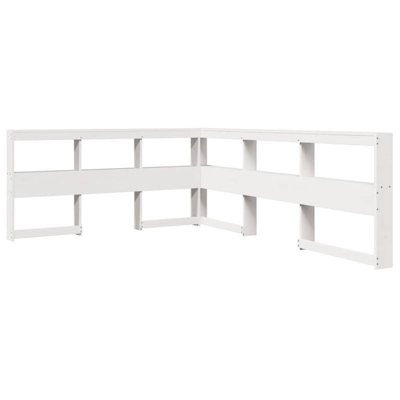 Casa si Gradina - Mobilier - Paturi si accesorii - Paturi - Pat cu biblioteca fara saltea, alb, 120x190 cm, lemn masiv pin - Infinity.ro