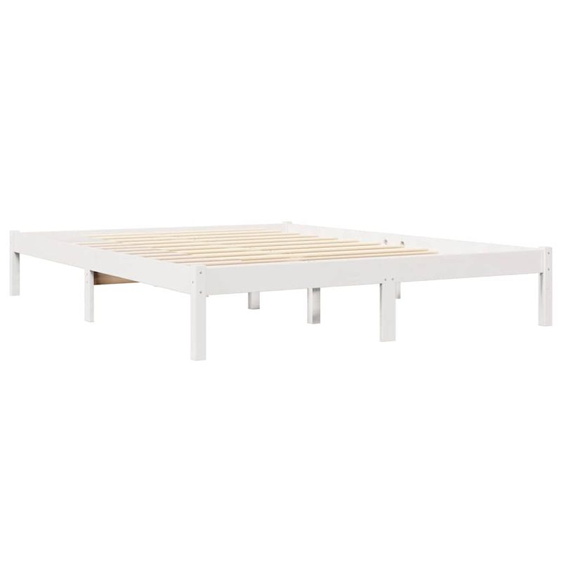 Casa si Gradina - Mobilier - Paturi si accesorii - Paturi - Pat cu biblioteca fara saltea, alb, 120x190 cm, lemn masiv pin - Infinity.ro