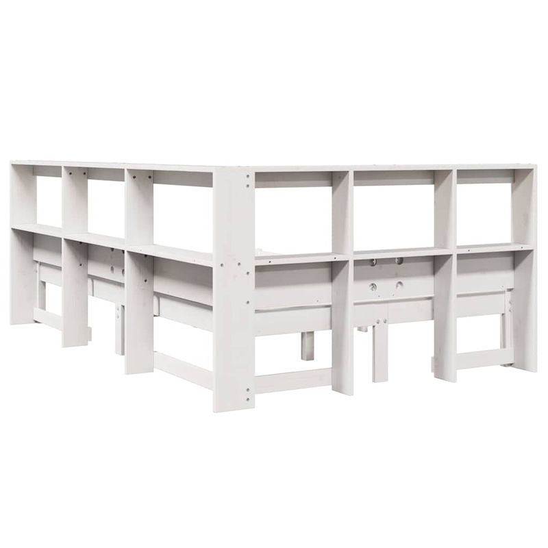 Casa si Gradina - Mobilier - Paturi si accesorii - Paturi - Pat cu biblioteca fara saltea, alb, 120x190 cm, lemn masiv pin - Infinity.ro
