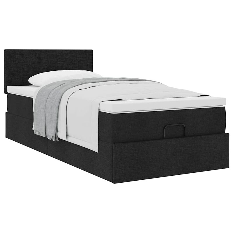 Casa si Gradina - Mobilier - Paturi si accesorii - Paturi - Cadru de pat otoman cu saltea tesatura neagra 100x200cm - Infinity.ro